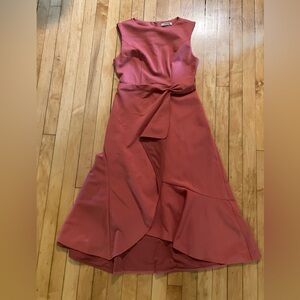Fehaute Sleeveless Midi Elegant A-line Dress with Waist Twist for Day-to-Night